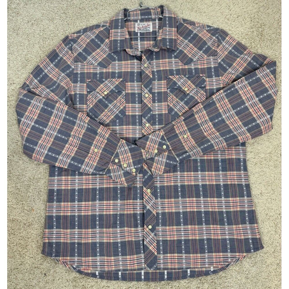True Religion Multicolor Plaid Horseshoe Western Pearl Snap Shirt Size XXXL